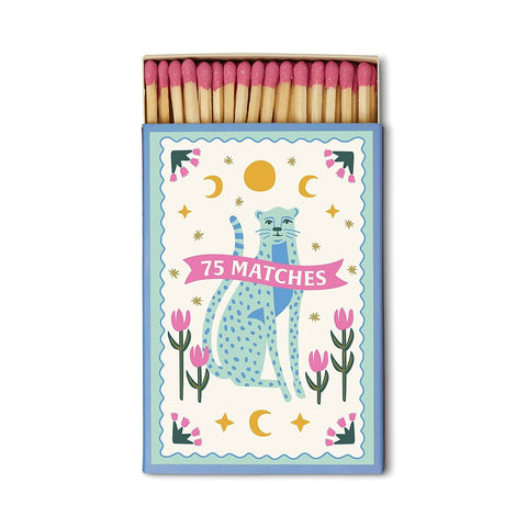 Paddywax Adopo Boxed Matches "Blue Cheetahs" - Dekorative Zündhölzer - 75 Stück