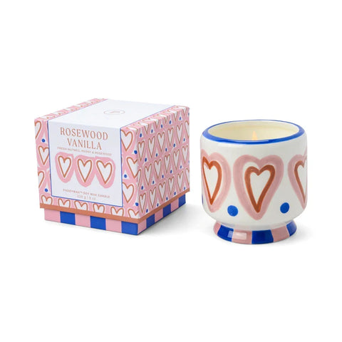 Paddywax - Adopo - Hearts - Rosewood Vanilla - Keramik Duftkerze - 226g – Teil des Adopo Duft-Quintett Hearts (5-teilig)