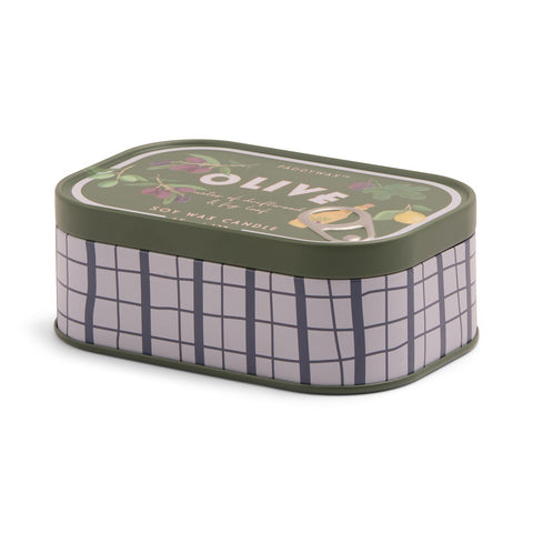 Paddywax Bistro Fig & Olive Tin Duftkerze 127g – Sardinendose mit Olive-Motiv – Bild 2