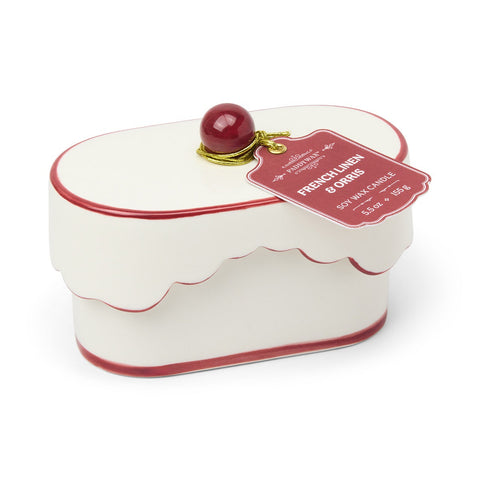 Paddywax Chérie French Linen & Orris Keramik Duftkerze 155g – Schale Rot mit Deckel – Bild 3