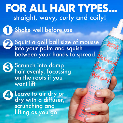 Umberto Giannini Beach Waves Mermaid Beach Waves Wave Maker Volumenschaum 200ml – Bild 3