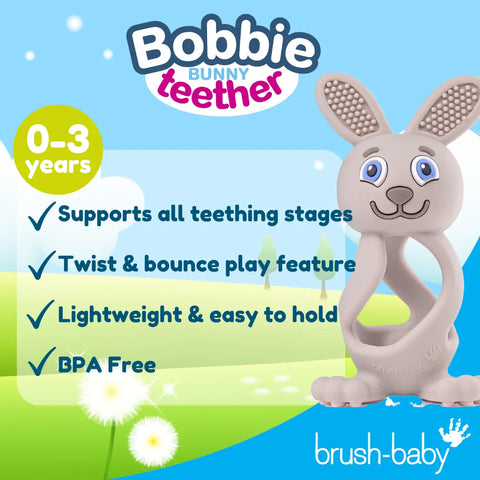 Brush-Baby – Bobbie Bunny Beißring – Cappuccino Grau – Bild 3
